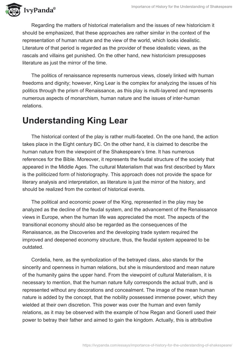 Importance of History for the Understanding of Shakespeare. Page 2
