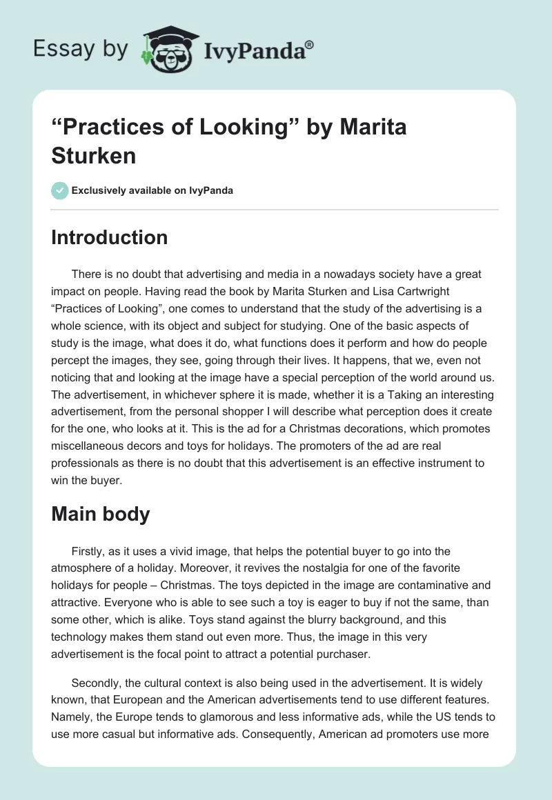 “Practices of Looking” by Marita Sturken. Page 1