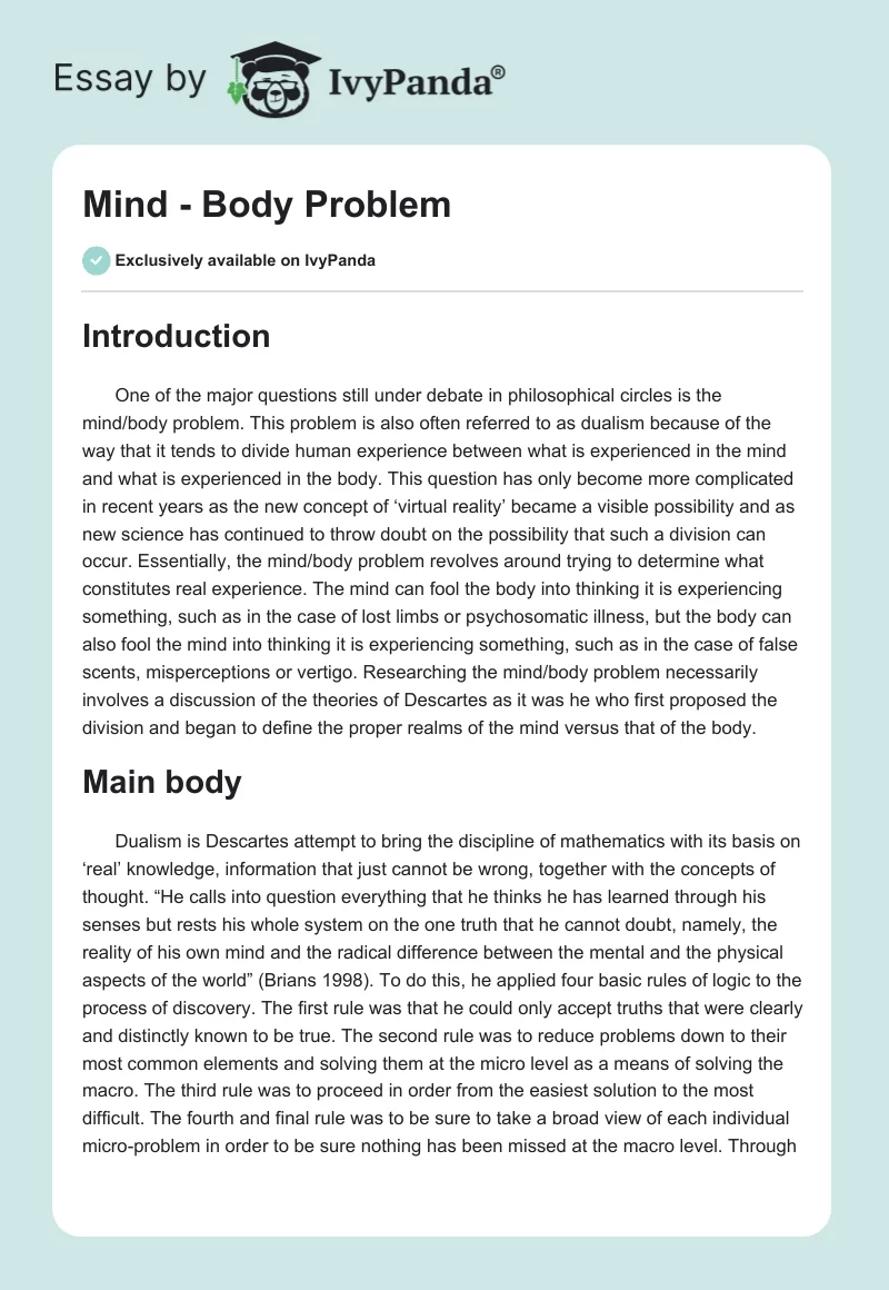 Mind - Body Problem. Page 1