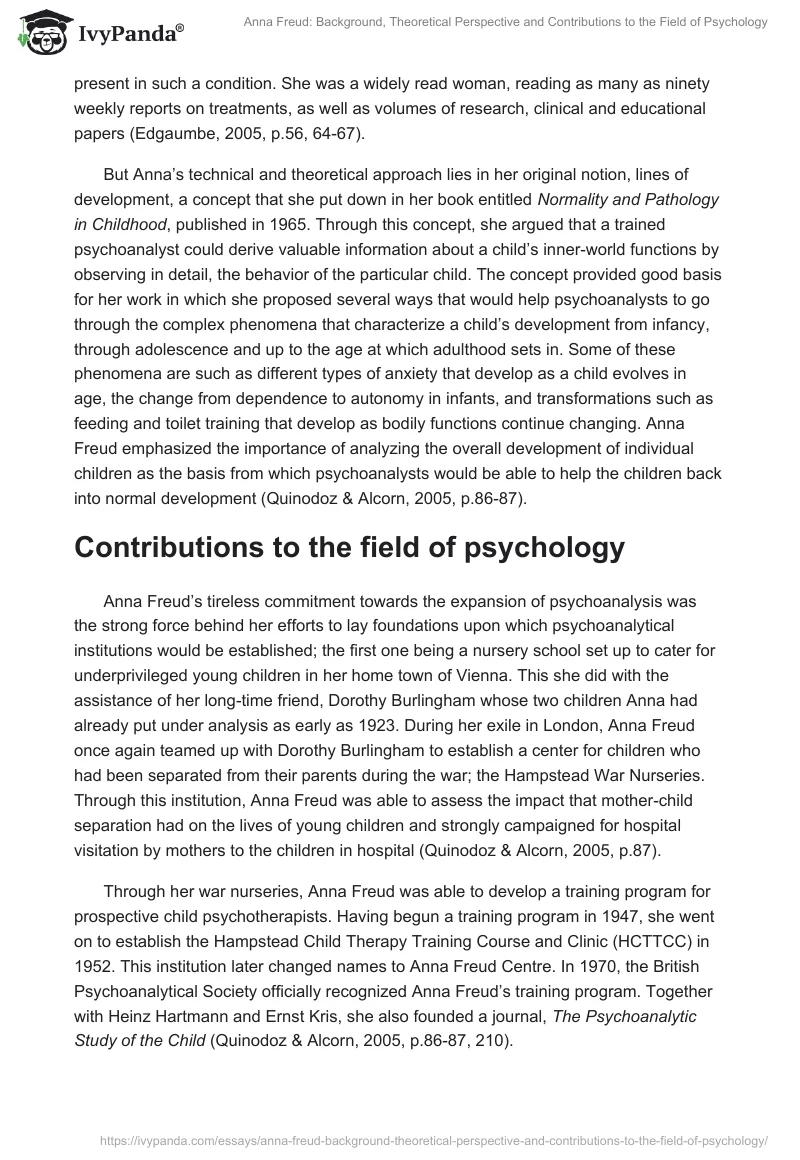 Anna Freud: Background, Theoretical Perspective and Contributions to the Field of Psychology. Page 4