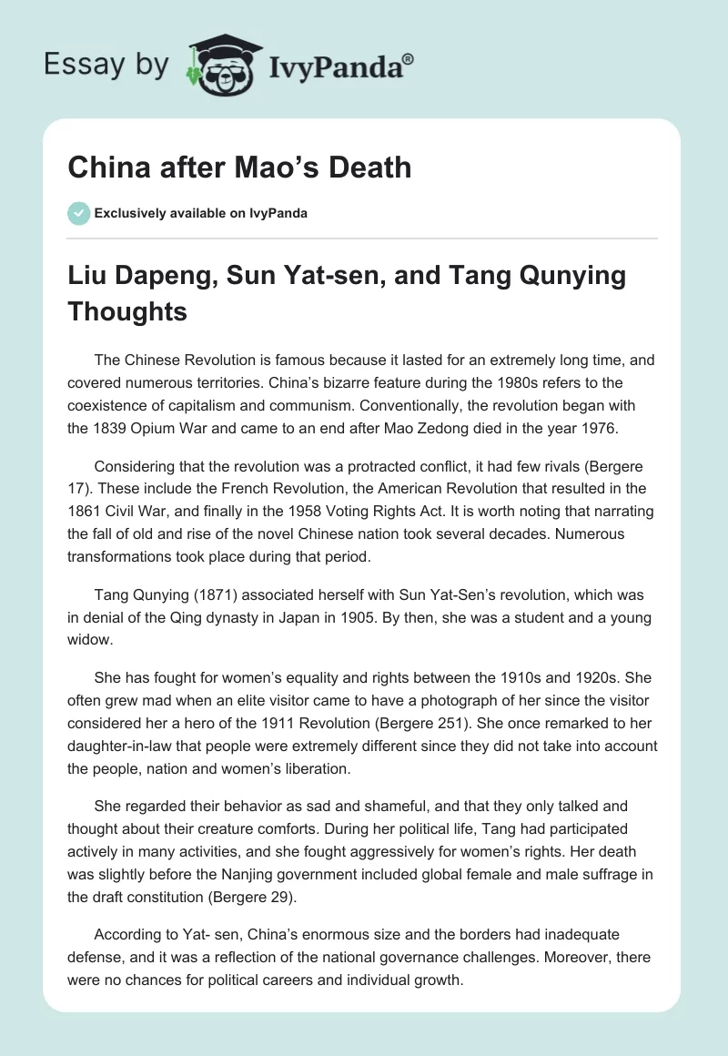 China After Mao’s Death. Page 1