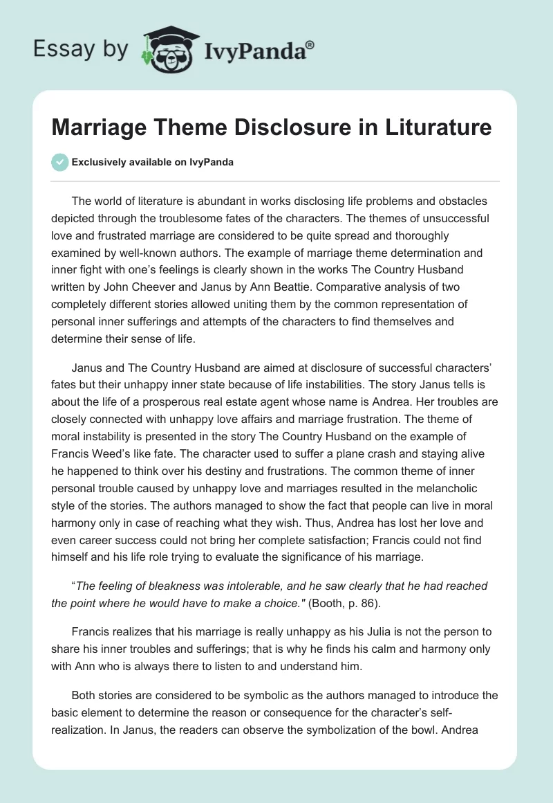 Marriage Theme Disclosure in Liturature. Page 1