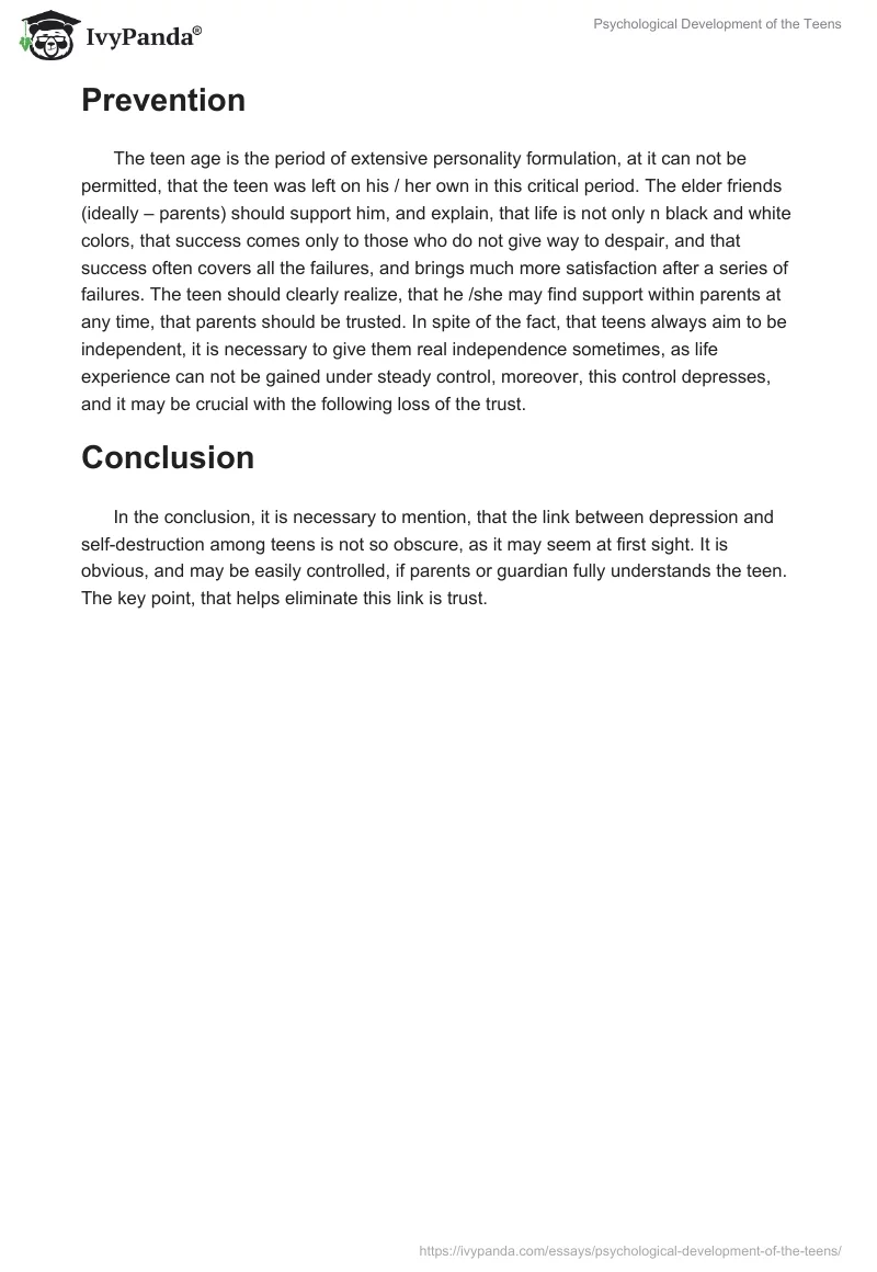 Psychological Development of the Teens. Page 2