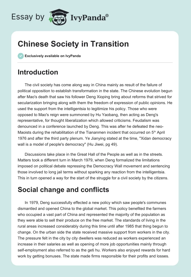 Chinese Society in Transition. Page 1