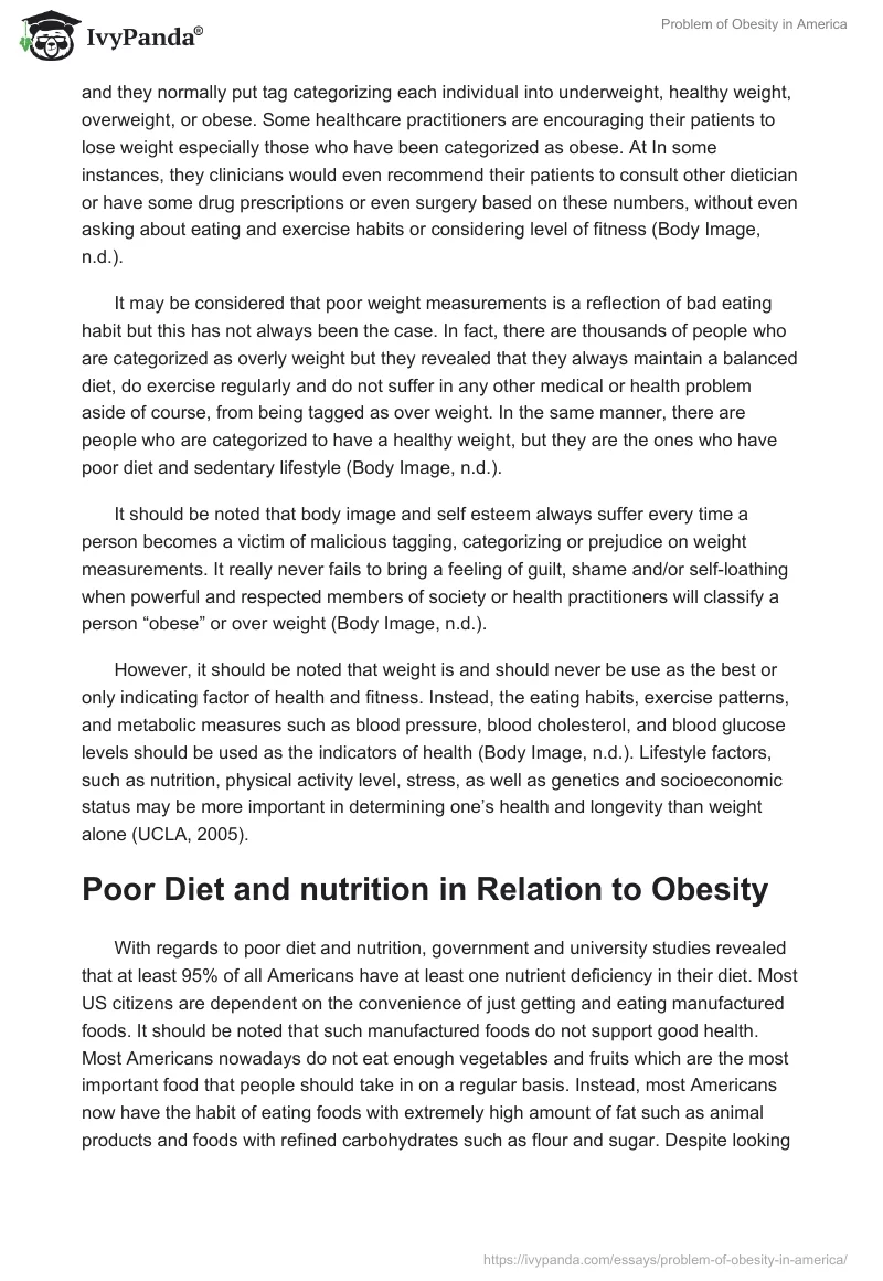 Problem of Obesity in America. Page 3