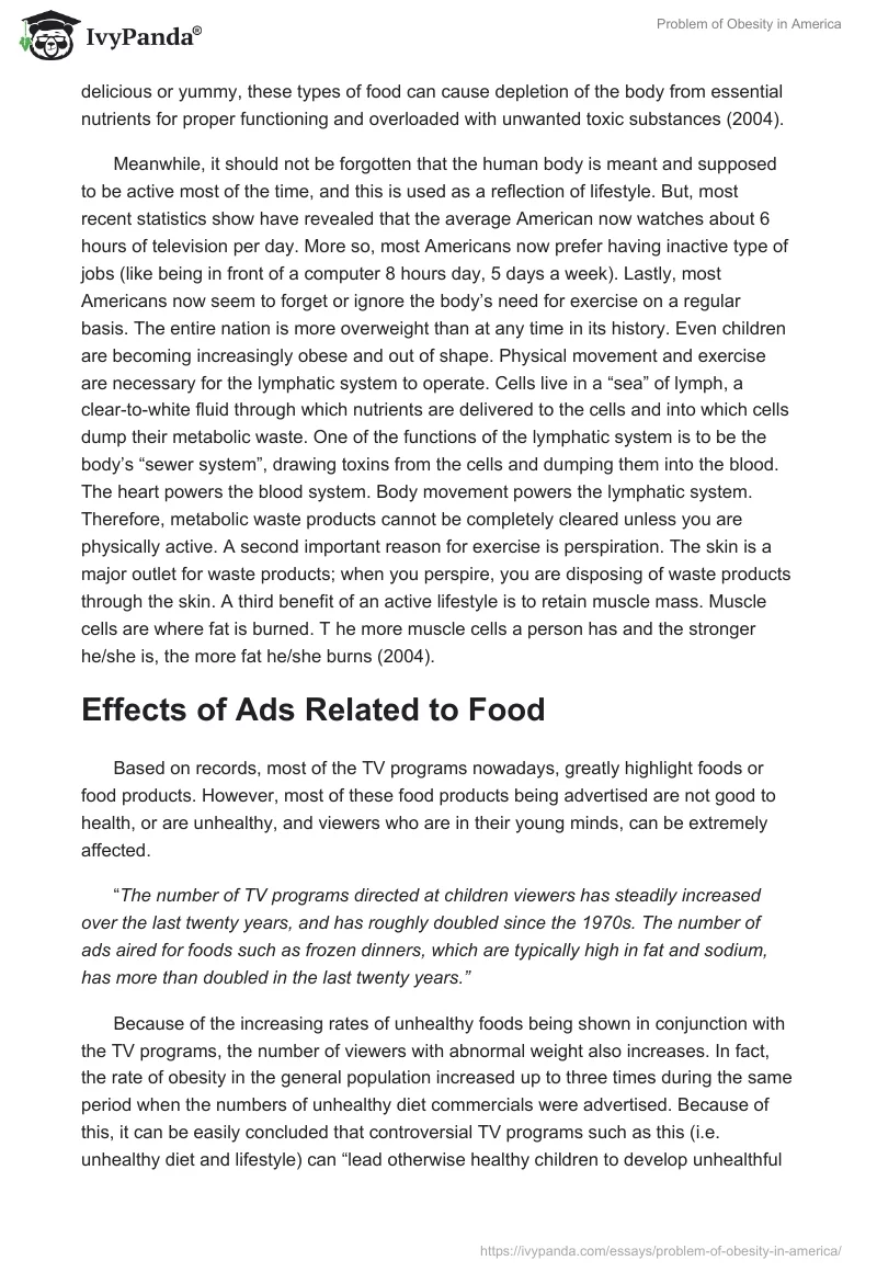 Problem of Obesity in America. Page 4