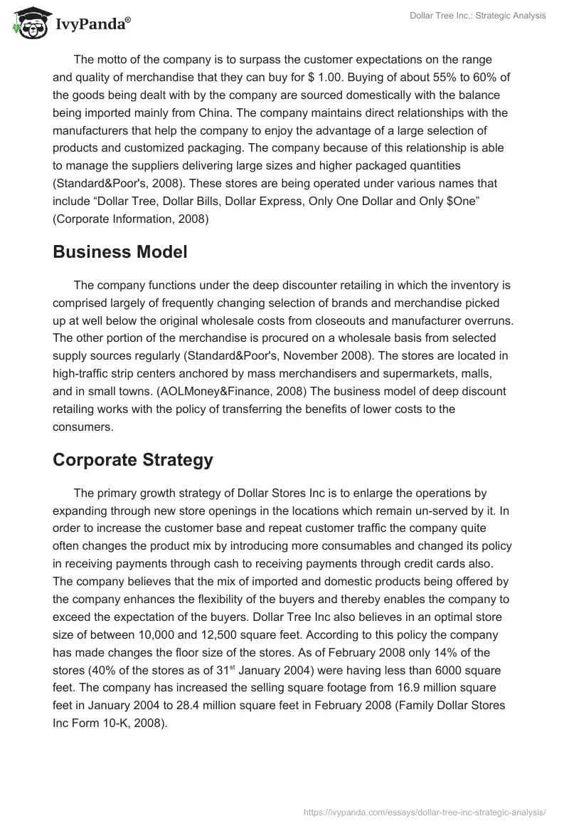 Dollar Tree Inc.: Strategic Analysis. Page 3