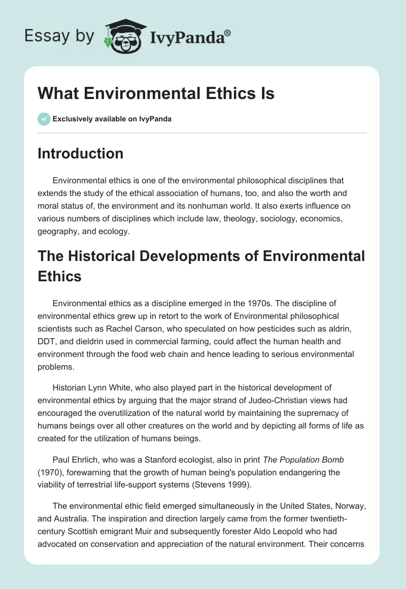 What Environmental Ethics Is. Page 1