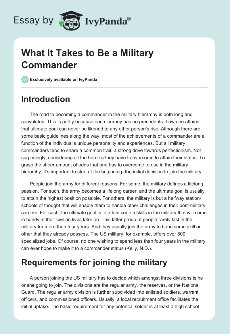 What It Takes to Be a Military Commander. Page 1