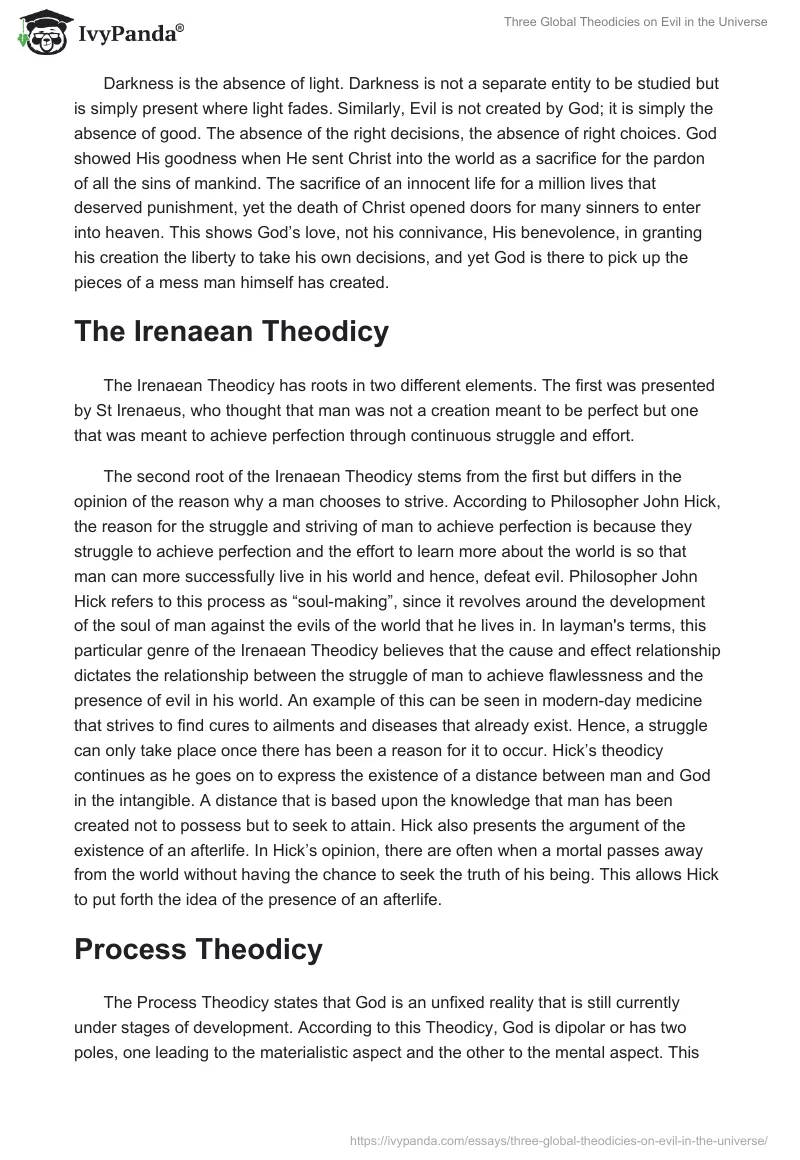 Three Global Theodicies on Evil in the Universe‏. Page 2