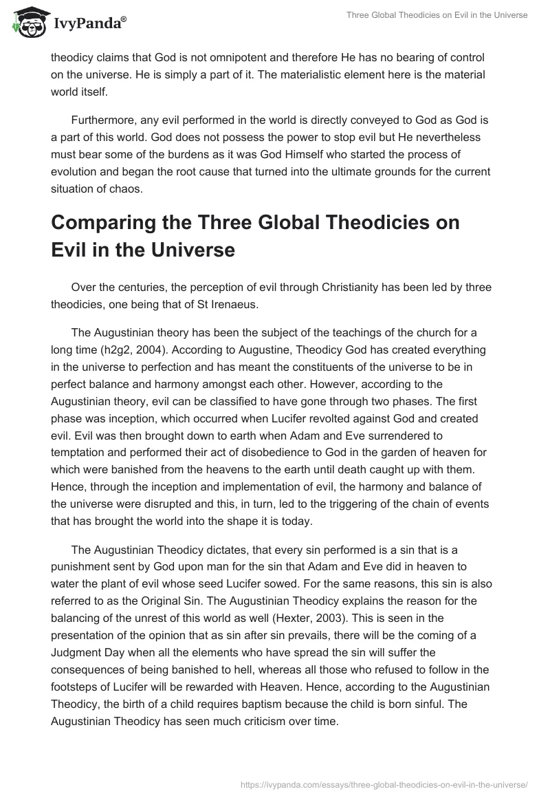 Three Global Theodicies on Evil in the Universe‏. Page 3