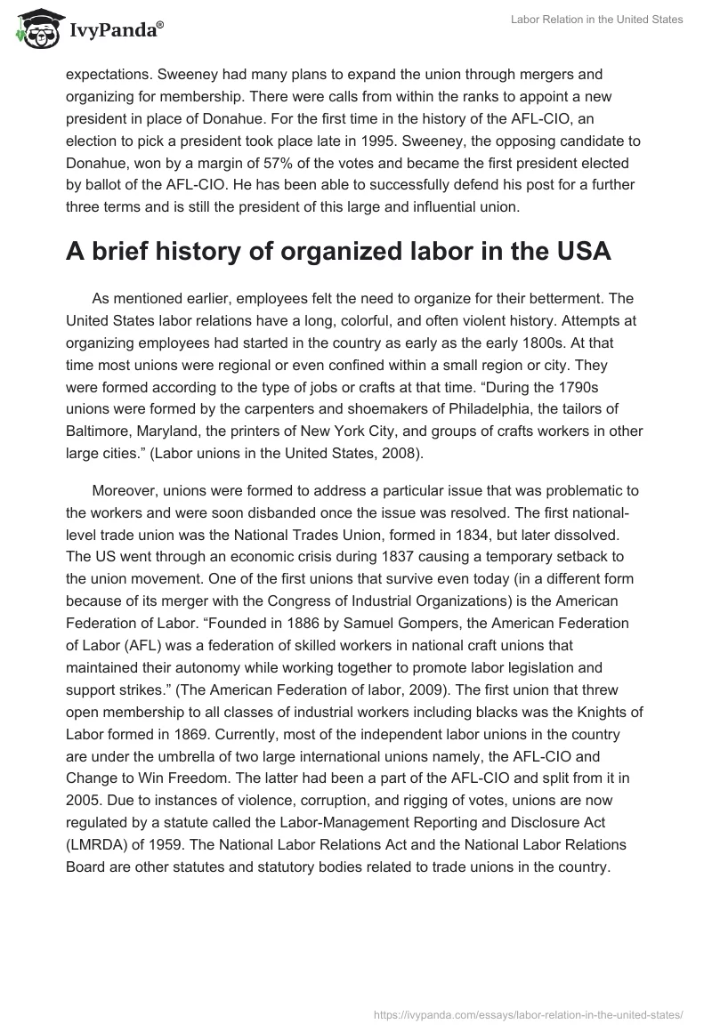 Labor Relation in the United States. Page 3