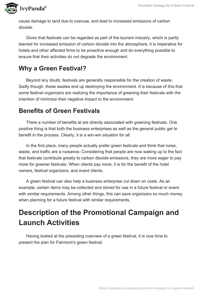 Promotion Strategy for a Green Festival. Page 3