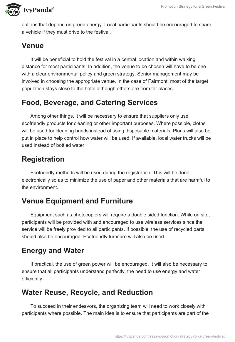 Promotion Strategy for a Green Festival. Page 5