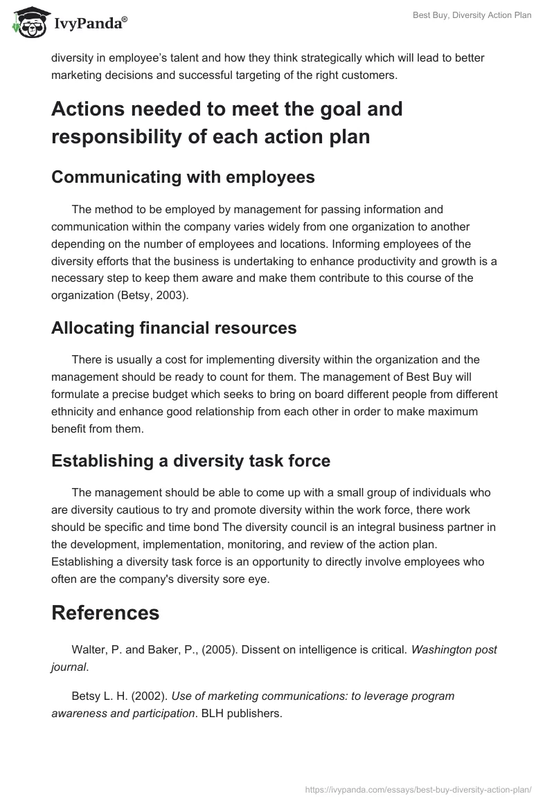 Best Buy, Diversity Action Plan. Page 3