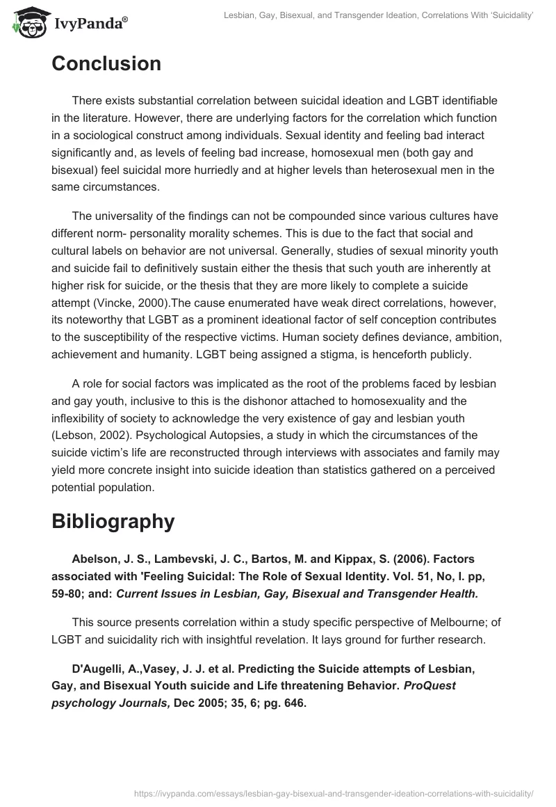 Lesbian, Gay, Bisexual, and Transgender Ideation, Correlations With ‘Suicidality’. Page 4