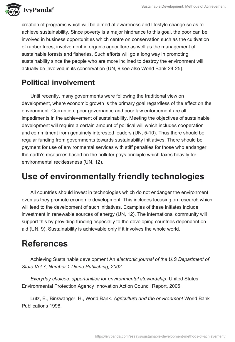 Sustainable Development: Methods of Achievement. Page 2