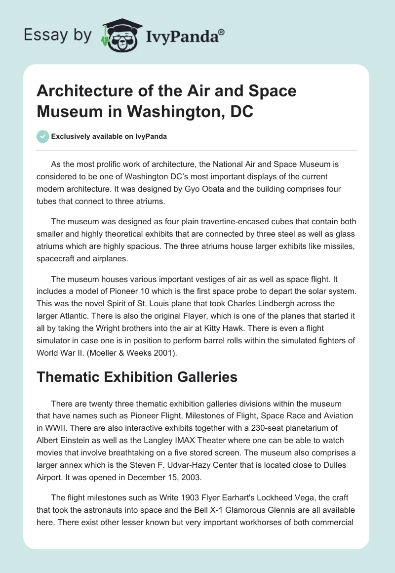 Architecture of the Air and Space Museum in Washington, DC. Page 1
