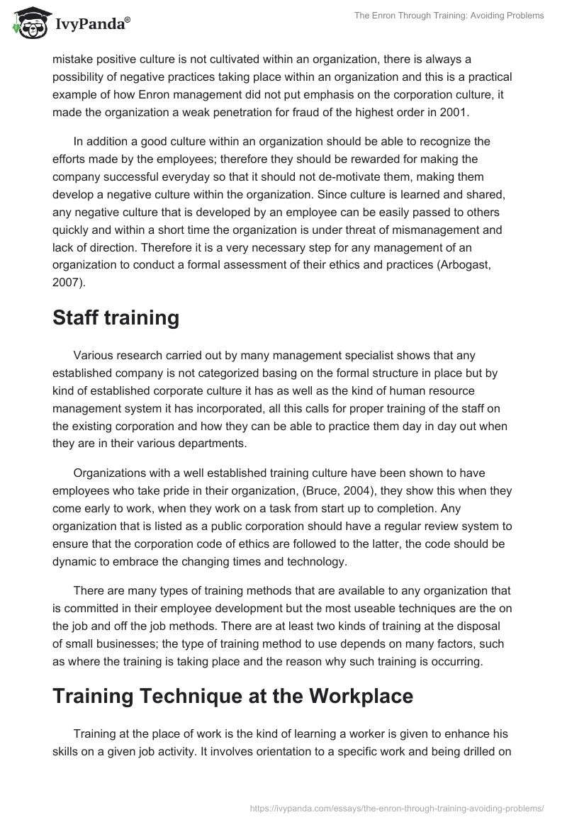 The Enron Through Training: Avoiding Problems. Page 2