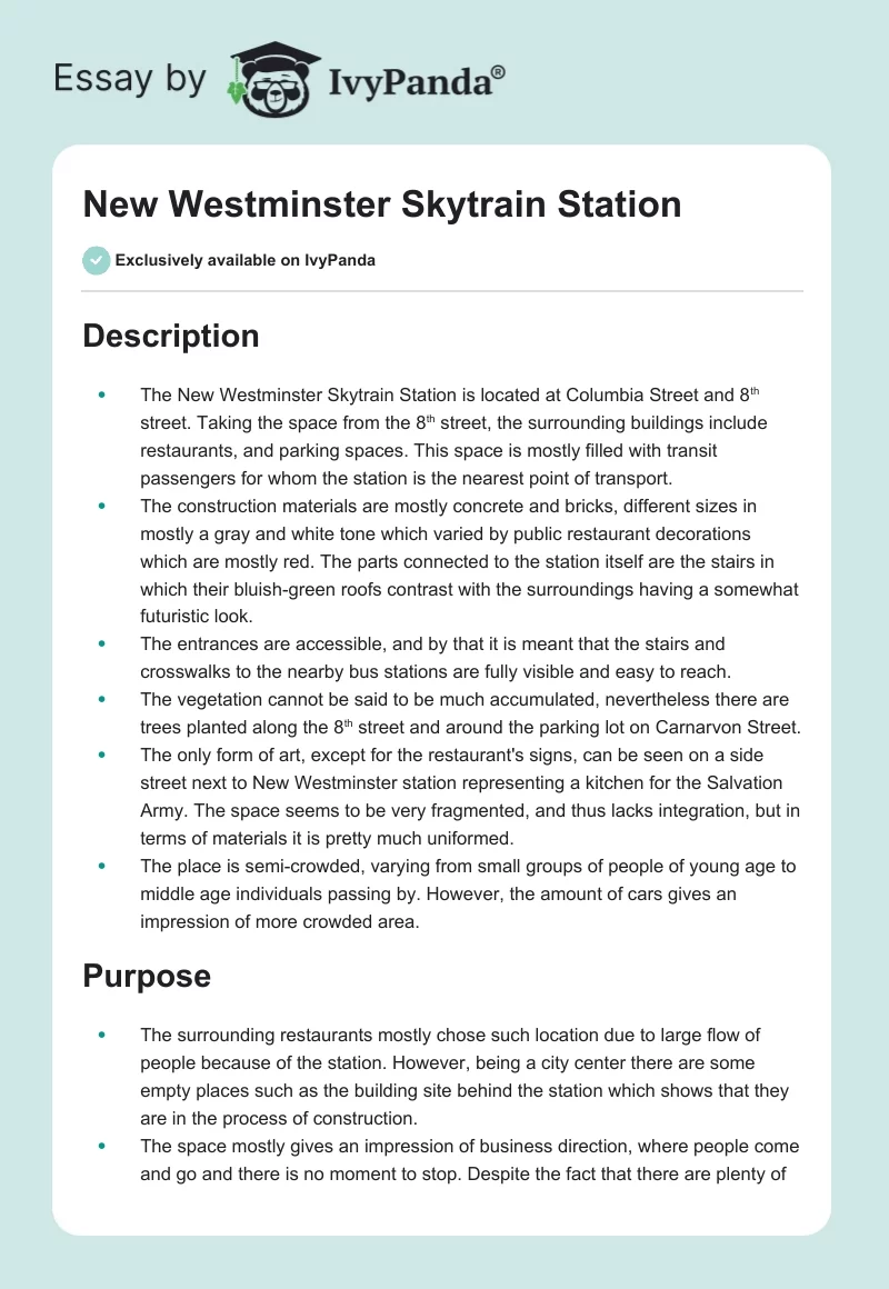 New Westminster Skytrain Station. Page 1