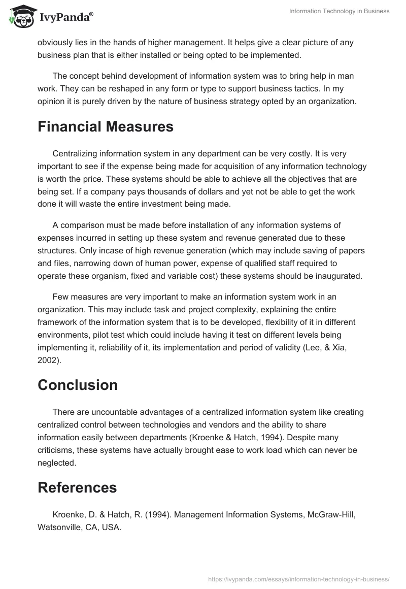 Information Technology in Business. Page 2
