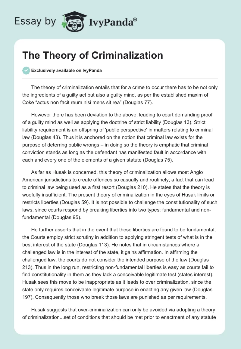The Theory of Criminalization. Page 1