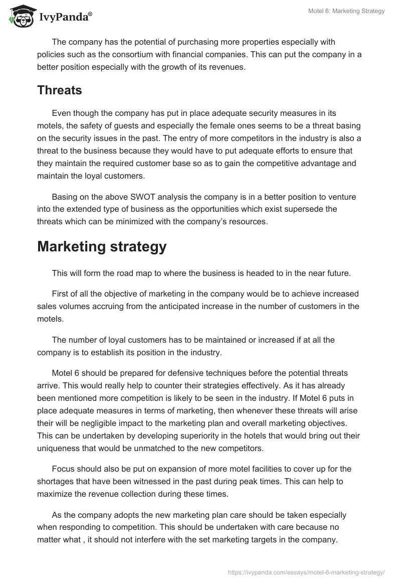 Motel 6: Marketing Strategy. Page 4