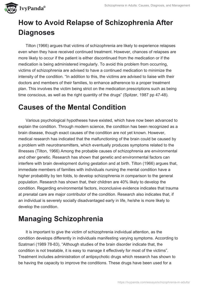 Schizophrenia in Adults: Causes, Diagnosis, and Management. Page 5