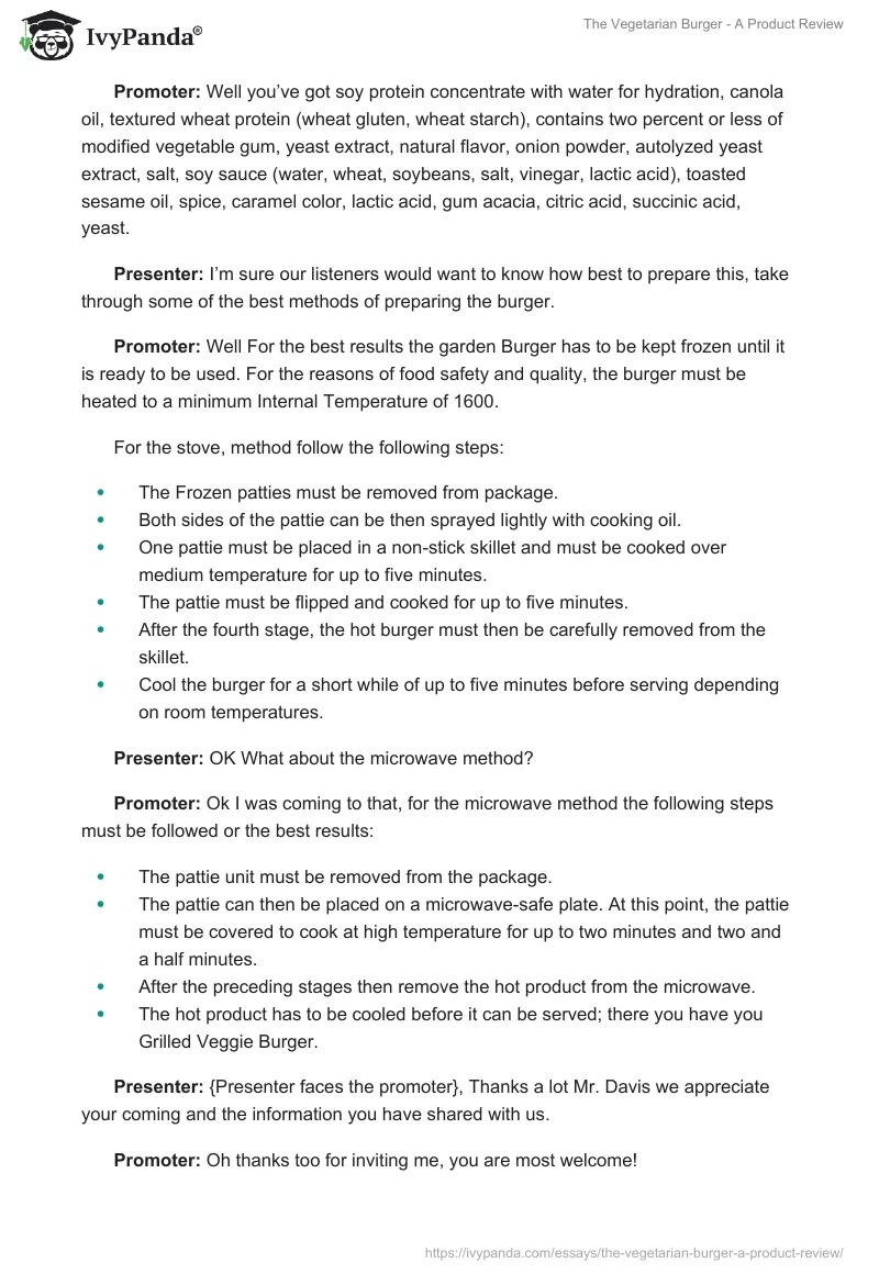 The Vegetarian Burger - A Product Review. Page 2