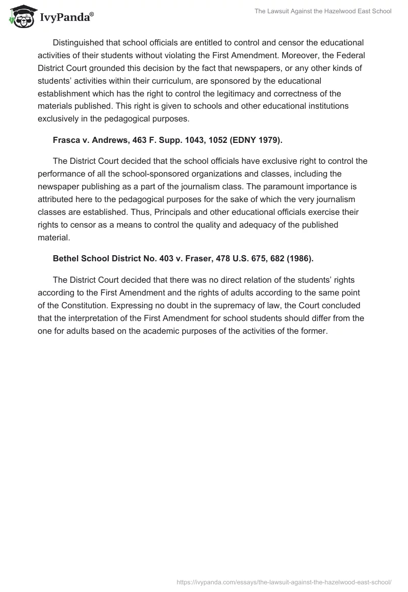 The Lawsuit Against the Hazelwood East School. Page 2