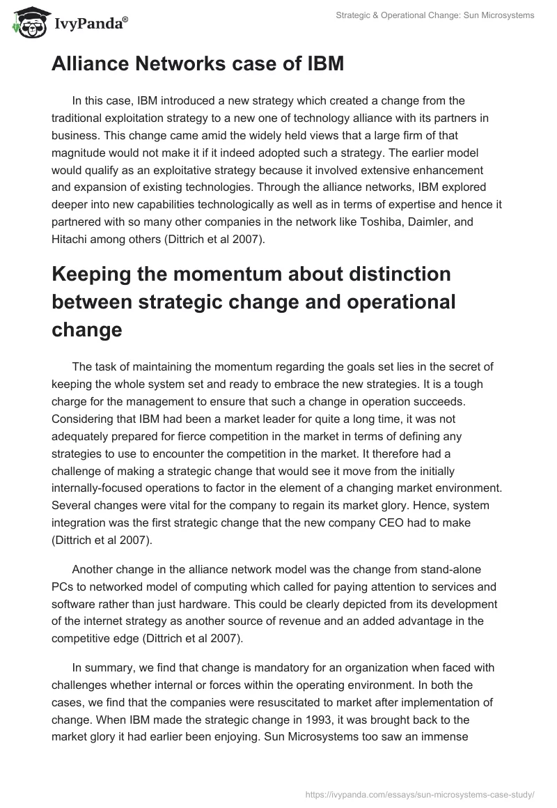 Strategic & Operational Change: Sun Microsystems. Page 2