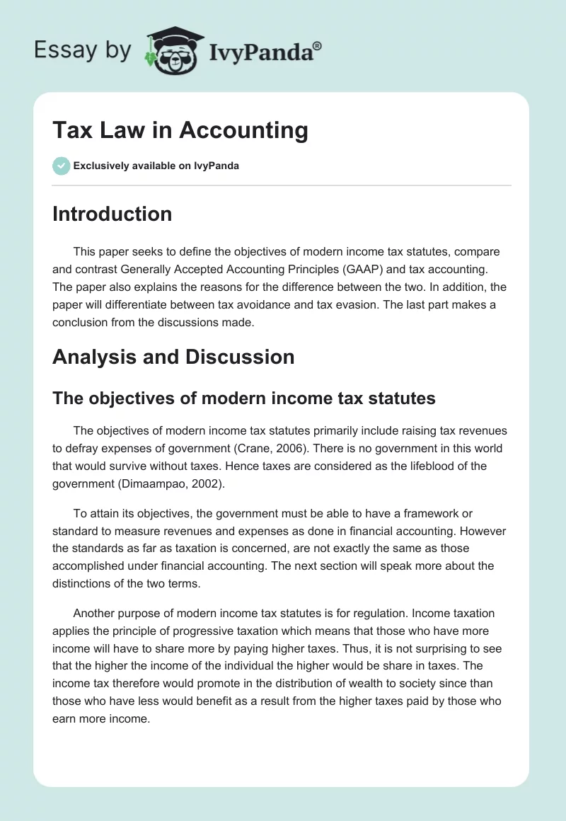 Tax Law in Accounting. Page 1