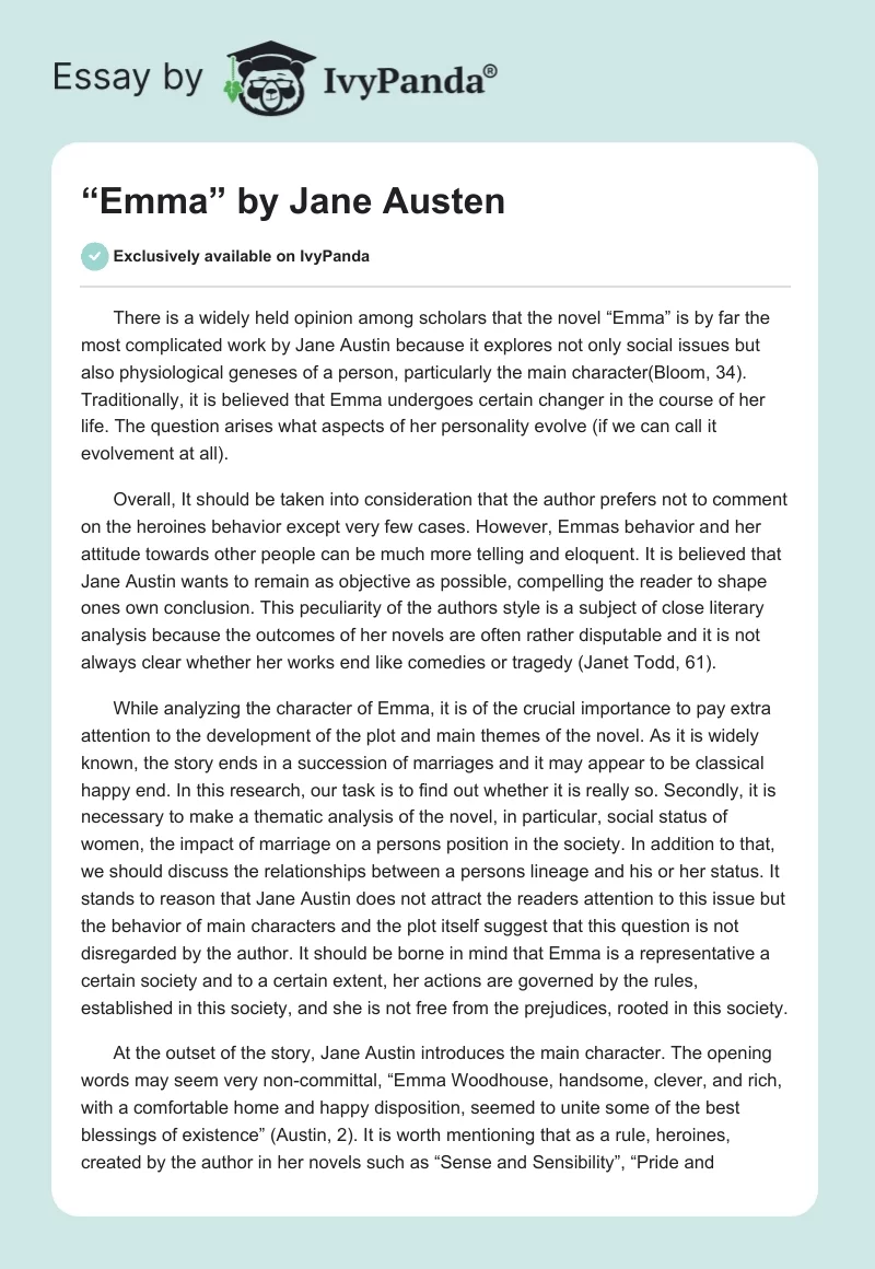 “Emma” by Jane Austen. Page 1