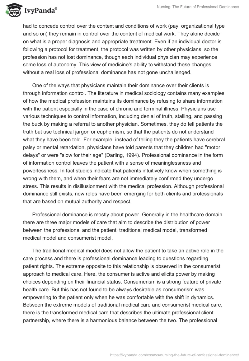 Nursing. The Future of Professional Dominance. Page 4