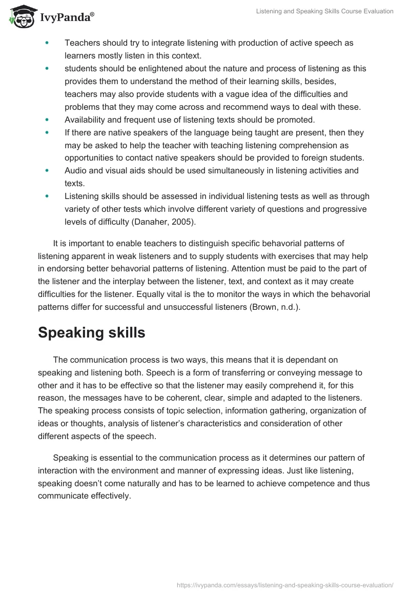 Listening and Speaking Skills Course Evaluation. Page 5