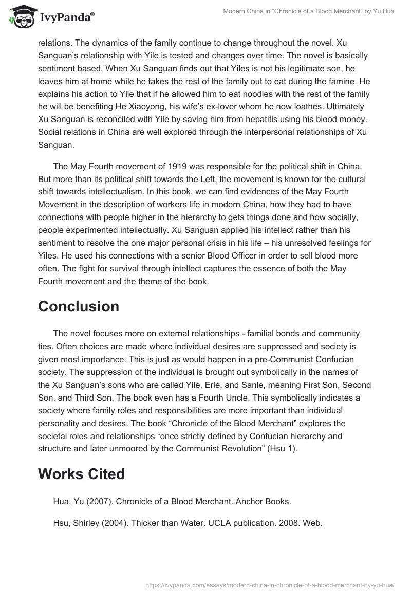 Modern China in “Chronicle of a Blood Merchant” by Yu Hua. Page 2
