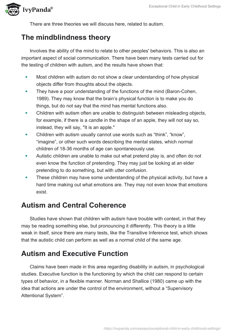 Exceptional Child in Early Childhood Settings. Page 3