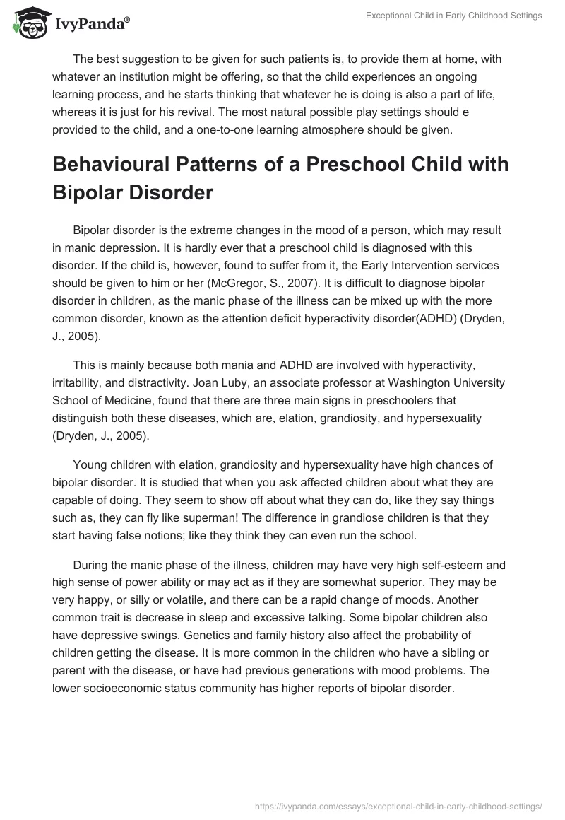 Exceptional Child in Early Childhood Settings. Page 5