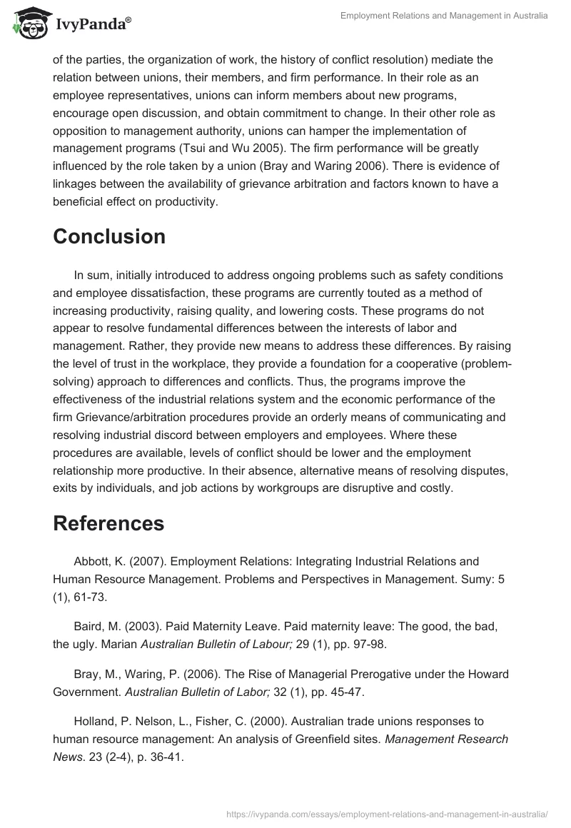 Employment Relations and Management in Australia. Page 4