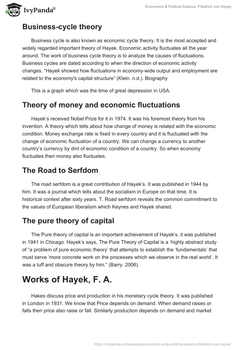 Economics & Political Science: Friedrich von Hayek. Page 3