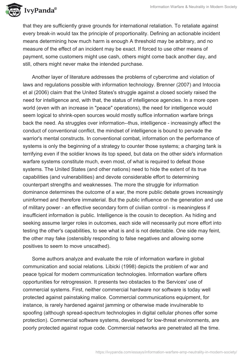 Information Warfare & Neutrality in Modern Society. Page 3
