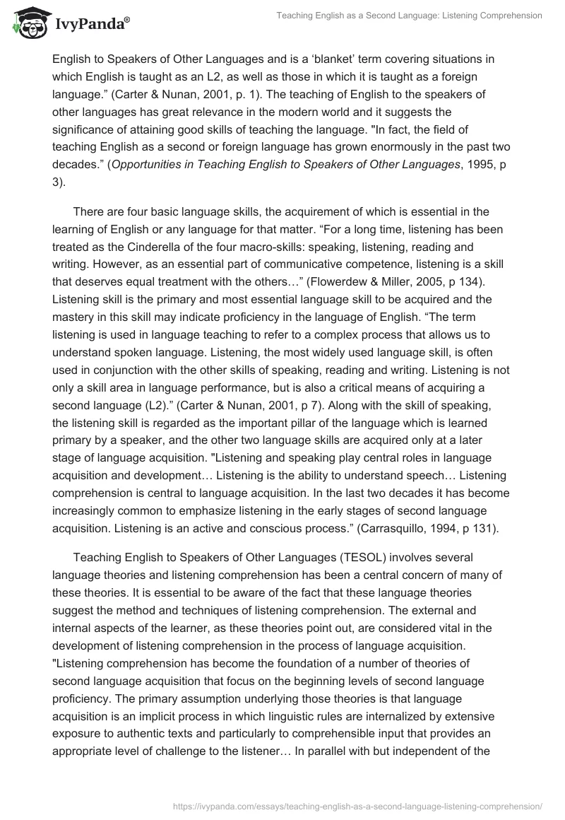 Teaching English as a Second Language: Listening Comprehension. Page 2