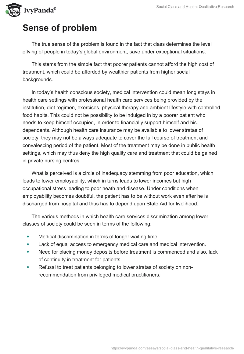 Social Class and Health: Qualitative Research. Page 3
