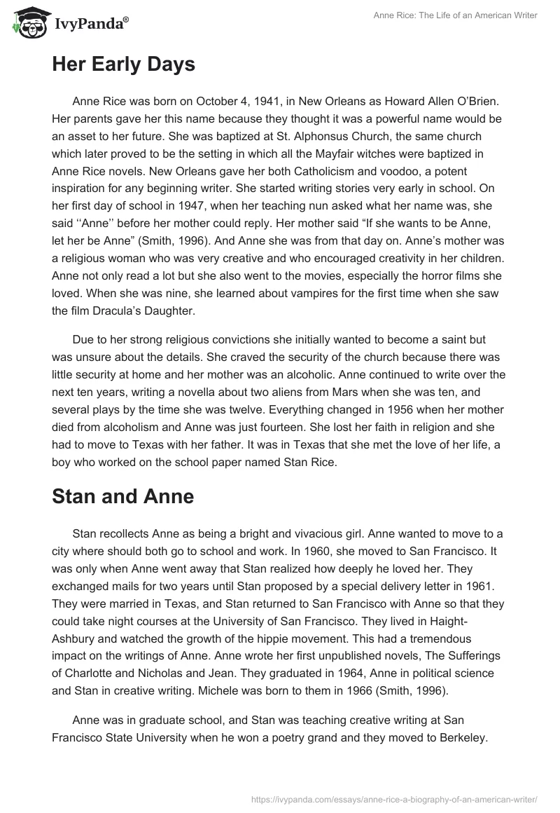 Anne Rice: The Life of an American Writer. Page 2