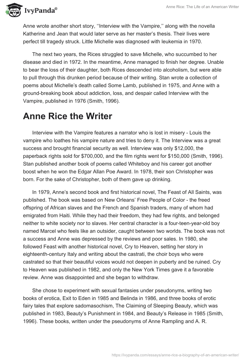 Anne Rice: The Life of an American Writer. Page 3