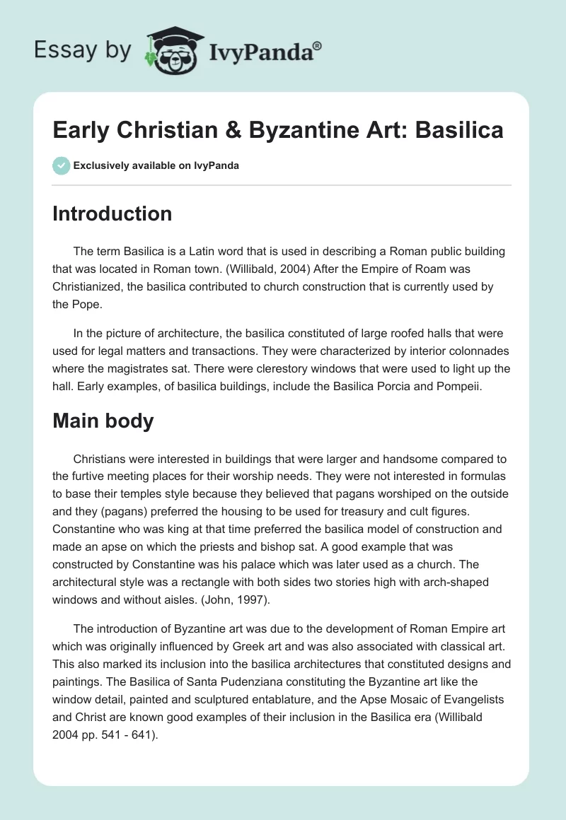 Early Christian & Byzantine Art: Basilica. Page 1