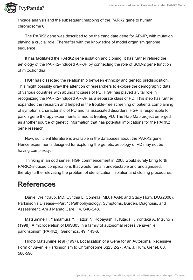 Genetics of Parkinson Disease-Associated PARK2 Gene. Page 4
