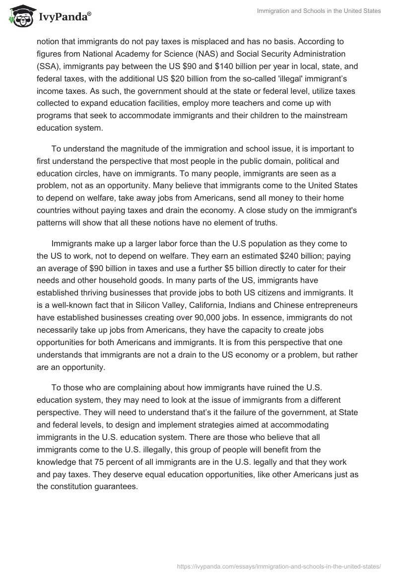 Immigration and Schools in the United States. Page 2