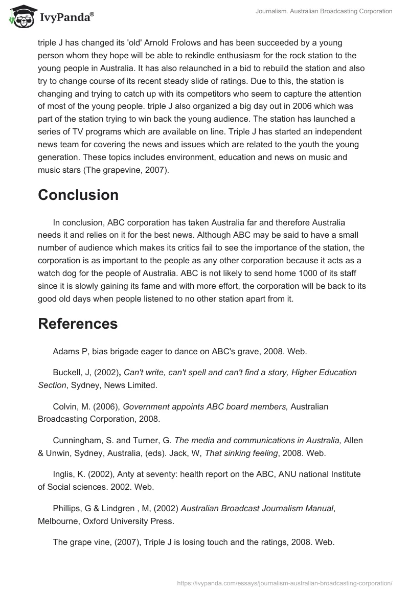 Journalism. Australian Broadcasting Corporation. Page 5