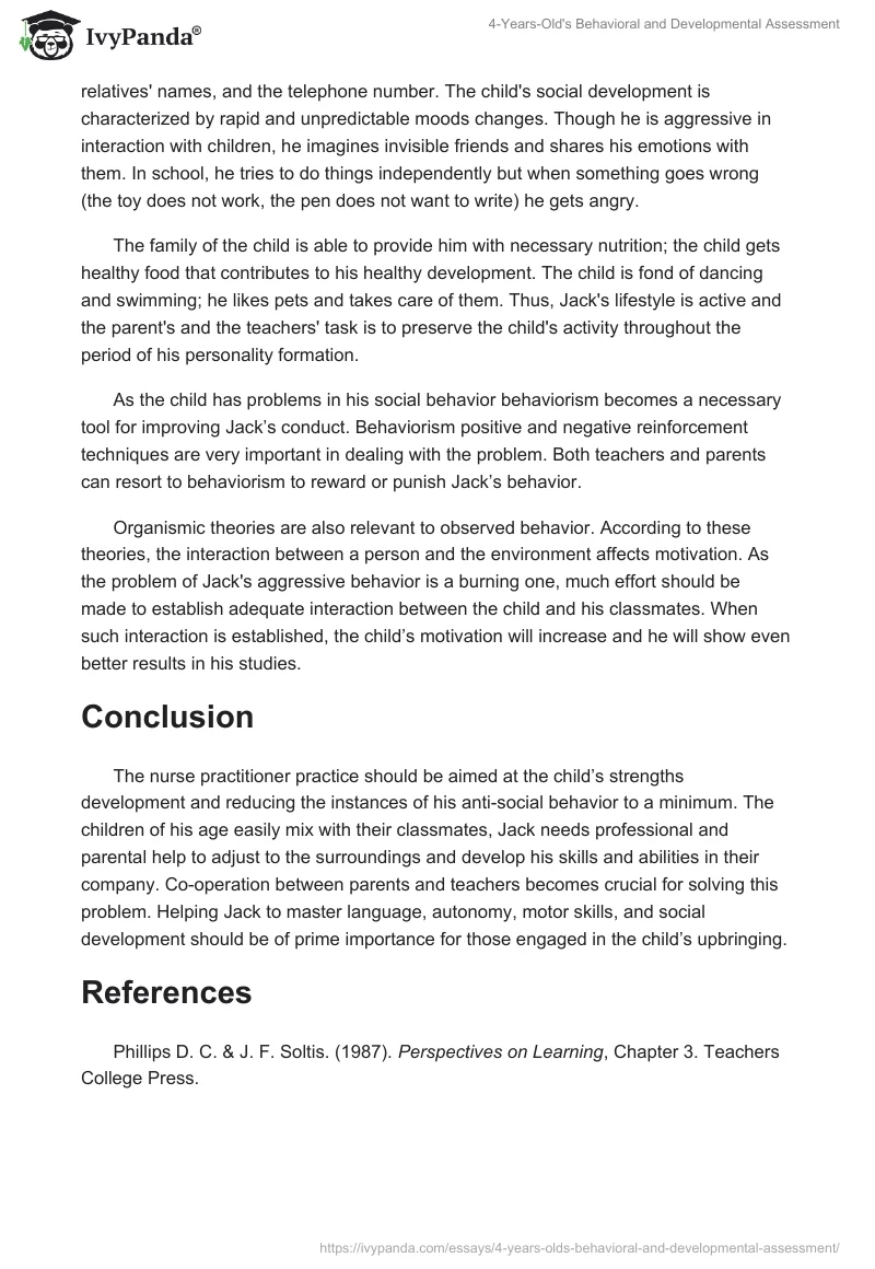 4-Years-Old's Behavioral and Developmental Assessment. Page 2